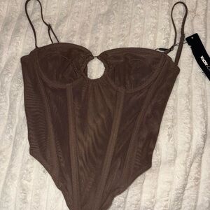 Fashion Nova Brown Sheer Bra Top